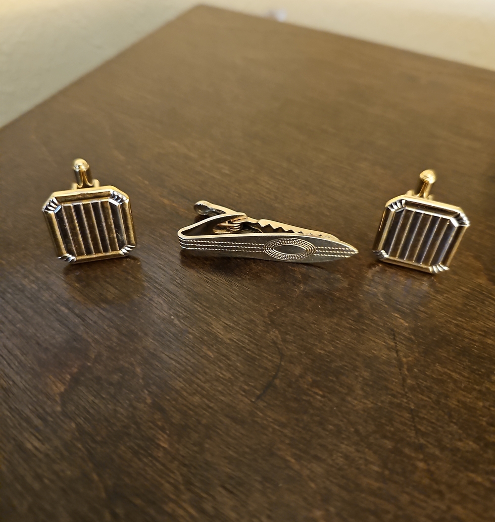 Men's Accessories Two-tone cufflinks and tie clip